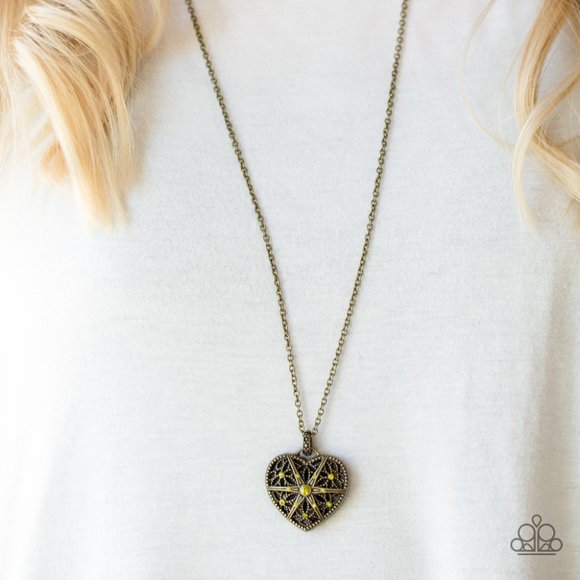 Casanova Charm - Brass/Green Necklace - Picture 2 of 3